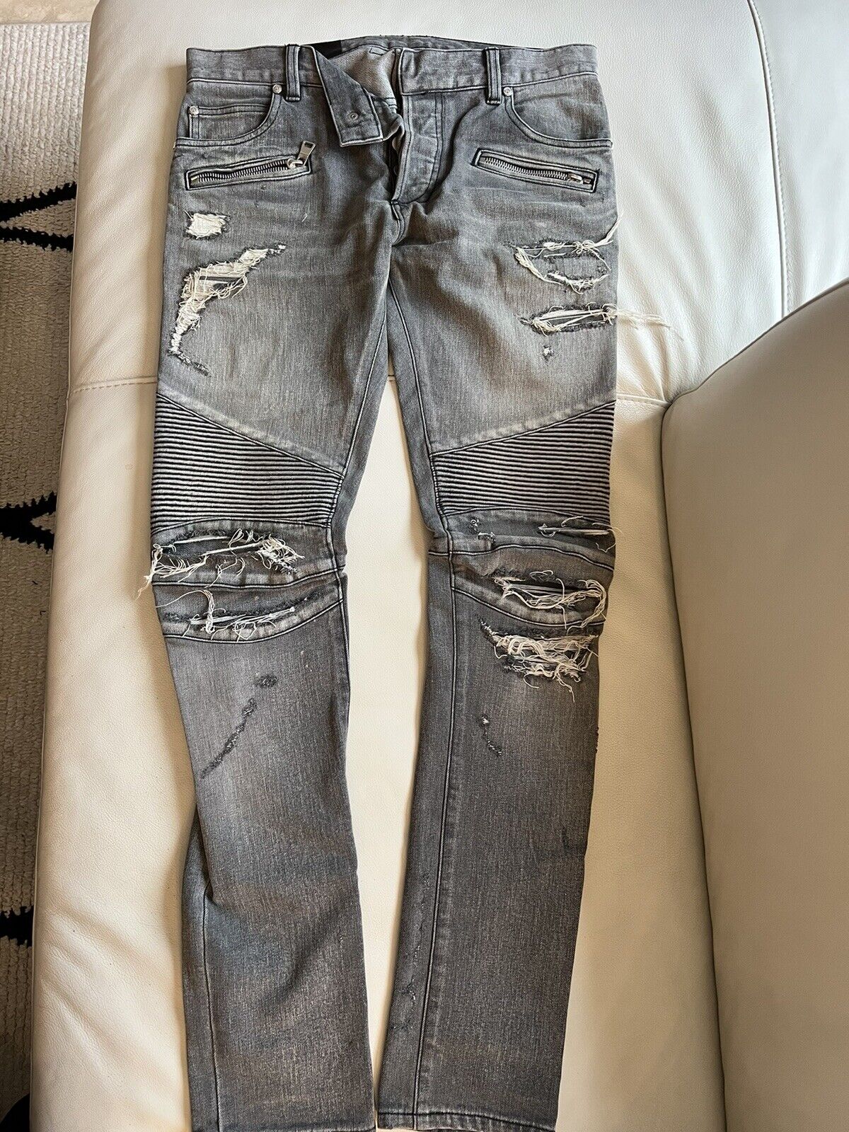 Authentic Balmain Moto Jeans - Light Blue - Size 30 | eBay