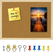 Cork Board 14.6"X11" for Office Home Classroom - Bulletin Memo Pin Board