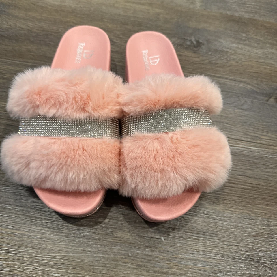 ID REQUERIDO Rosa Peludo Puntera Abierta Diapositivas 2" PLATAFORMA Sandalia Zapatos MUJERES Talla 9 Foto 3 de 4