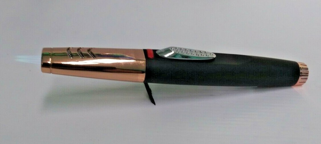 CLICKIT Cigar Double Flame Windproof Butane Refillable Pen Torch Lighter
