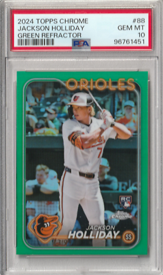 2024 Topps Chrome JACKSON HOLLIDAY #/99 Green Refractor PSA 10 