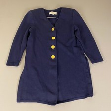 St. John Sportswear Knit Blazer Jacket Size Small Blue Gold Buttons Made in USA