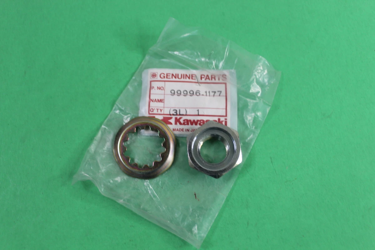 NOS OEM Kawasaki Rear Wheel Nut & Washer 1992 ZX1100 Ninja