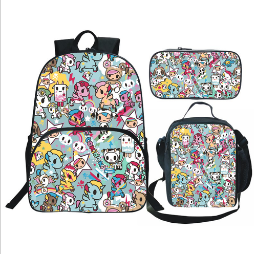 3pcs Tokidoki Anime School Backpack Set Shoulder Lunch Bags Pencil Case Travel - Picture 38 of 39