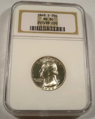 1948-S NGC MS66 WASHINGTON QUARTER SILVER 25c MS 66