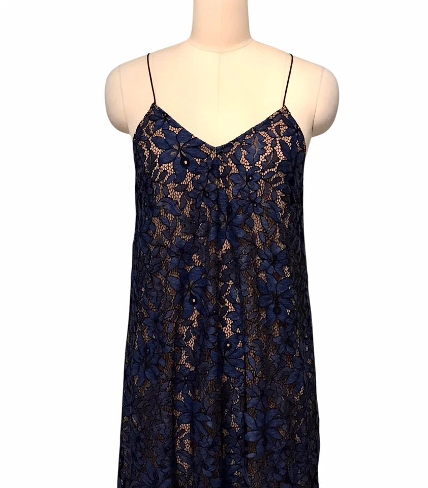 Maxi Vestido Moulinette Soeurs Anthropologie Celestial Azul Encaje Capricho Talla 2 Foto 2 de 4