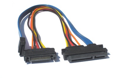 SATA 22 Pin Female to 7 Pin and 15 Pin SATA Power Male - 12 Inch