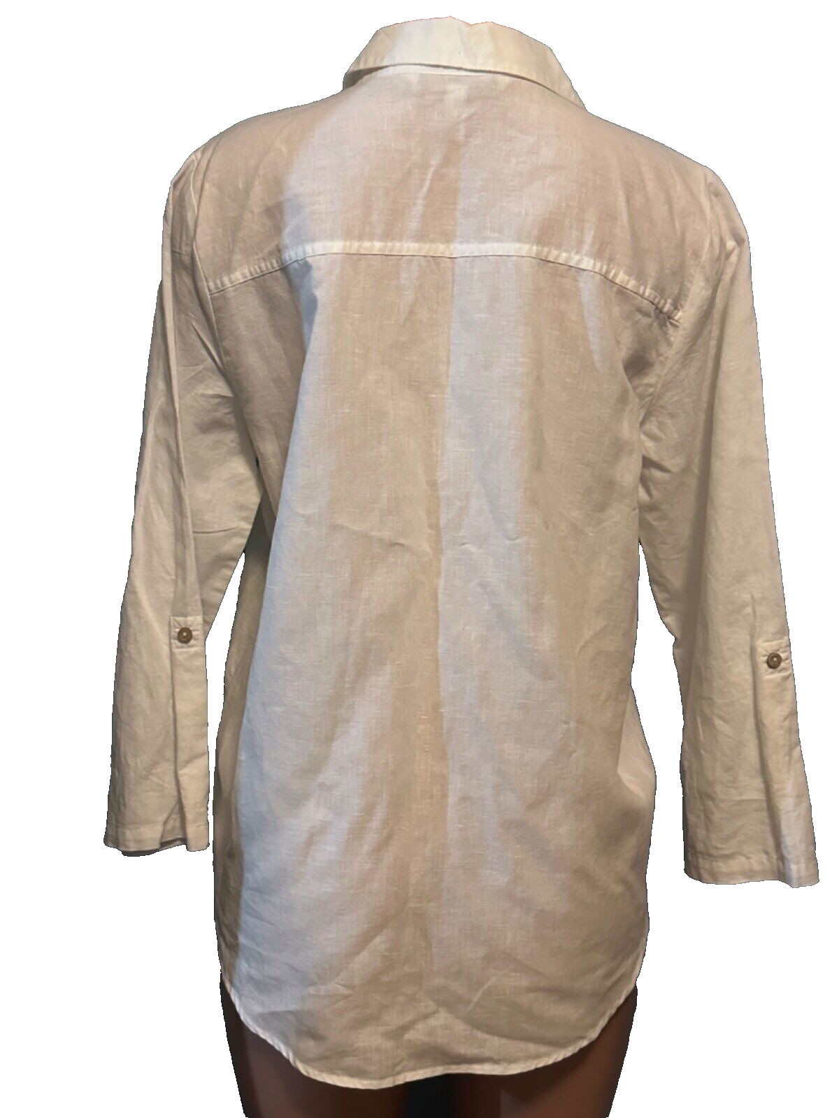 Ellen Tracy Solid White 1/2 Button Collared Blous… - image 4