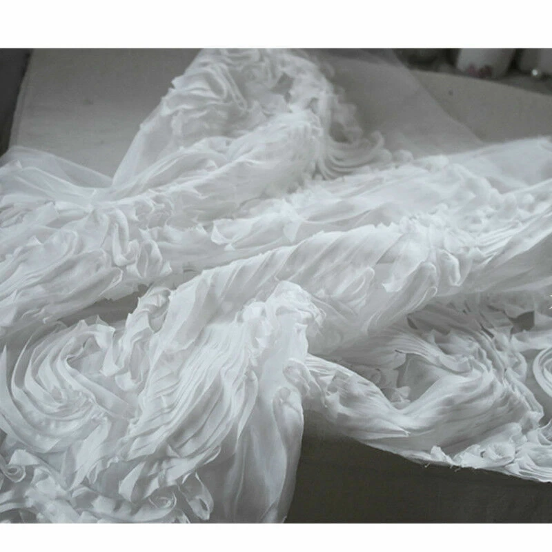 Vestido de novia de organza 3D tela relieve irregular encaje malla tul 90*135 cm Foto 3 de 4