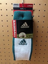 Adidas Youth Unisex Climalite Rivalry Baseball Socks 2 Pair SM 13c-4y Green New
