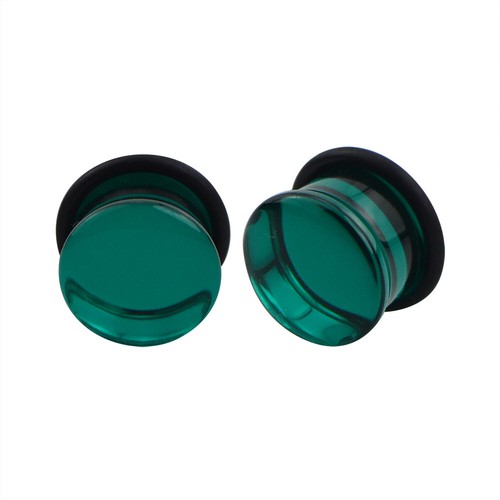 Coppia di tappi in vetro svasato singolo taglie 2GA-13/16" nero chiaro verde blu E566 - Foto 6 di 8