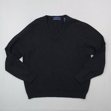 John Ashford Sweater Mens Extra Large Black Charcoal Wool Pullover Vintage Golf