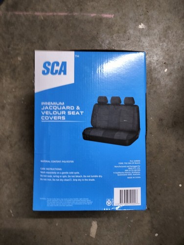 Premium Jacquard and Velour Seat Covers Black Rear Seat Size Adjustable Zips 06H - Picture 3 of 3