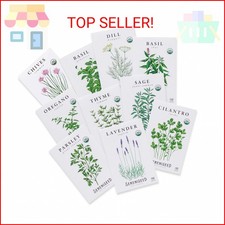 Sereniseed Certified Organic Herb Seeds 10-Pack   Non GMO, Heirloom   Seed Sta
