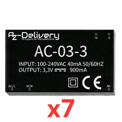 X7 AZ-Delivery AC-03-3, 220V to 3.3V Mini Netzteil Raspberry Pie KOSTENLOSER VERSAND