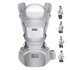 Baby Carrier with Hip Seat, 6- in-1 Baby Carrier Newborn to Toddler, Ergonomi...