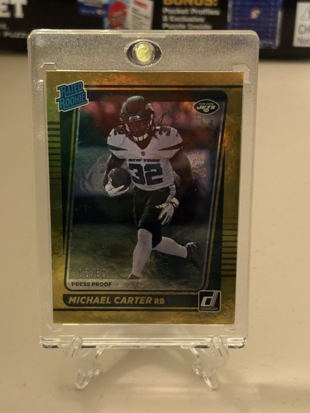 2021 Panini Donruss - Rated Rookie Michael Carter #268 Press Proof Gold /50 (RC)