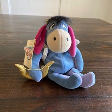 Disney Store Cupid Eeyore Plush Valentine Angel Bow Arrow Bean Bag Vintage 9"