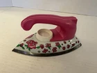 Vintage Ohio Art Iron Tin Metal Toy Red/Pink Roses With Pink Handle 5-1/2”