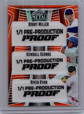 Bobby Miller Kendall George River Ryan Leaf Baseball 1/1 Pre Production Proof