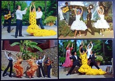 4  Spanish Dancers & Guitar Musicians Cards 1970s Tipica, Ballet de Jesus Reyes