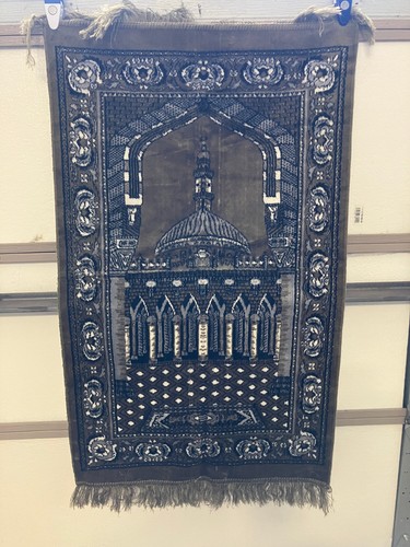 Saudi Arabien Gebetsteppich braun blau schwarz 24 x 42 Zoll Fransen - Bild 2 von 5
