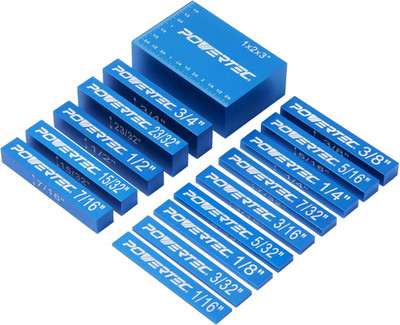 15pcs Router/Table Saw Setup Blocks Height Gauge, Aluminum, Woodworking