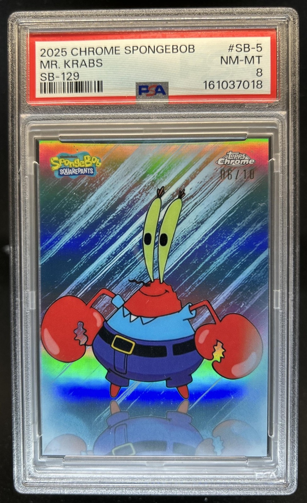 2025 Topps Chrome SpongeBob Squarepants Mr. Krabs SB 129 #/10 PSA 8