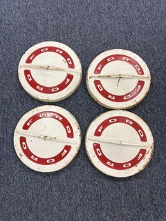 Ford Truck 1964 66 Dog Dish Bowl Hubcaps SET Original Red/White 10.5" Slum Caps