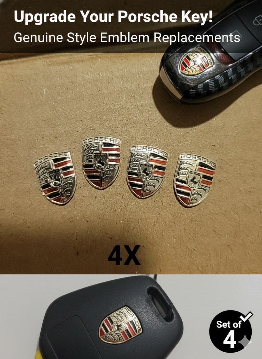 4x Porsche Key Fob Replacement Colored Crest Small Emblem Logo