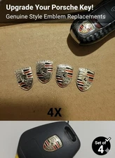 4x Porsche Key Fob Replacement Colored Crest Small Emblem Logo