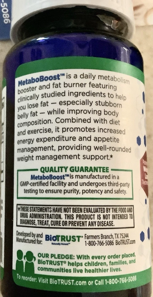 3~Biotrust Metaboboost Advanced quemador de grasa pérdida de peso 60 cápsulas vegetales CADA UNA = 180 Foto 3 de 4