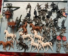 US Civil War Confederate Union Cavalry Infantry 9 Horses Cannons Carts Soldiers
