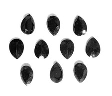 10 Jet Black Pear Shape Pointy Back Rhinestones 18x25mm