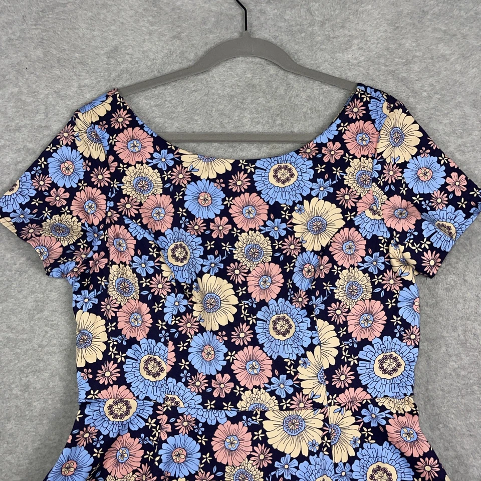 Vestido retro floral Eva Rose entallado y acampanado para mujer XL multicolor estampado margarita años 50 Foto 3 de 4