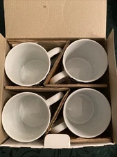 4 MUGS TUSCANY COLLECTION NEW IN BOX MADE IN JAPAN BLACK WHITE CHECK 1980'S