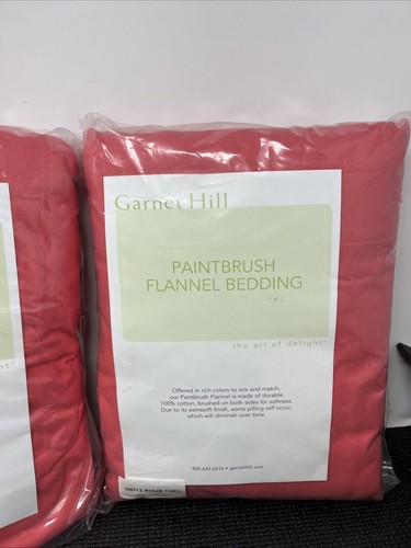 Garnet Hill Rhubarb Pink PaintBrush Flannel Twin Flat And Fitted Sheet No Cases - Picture 3 of 5