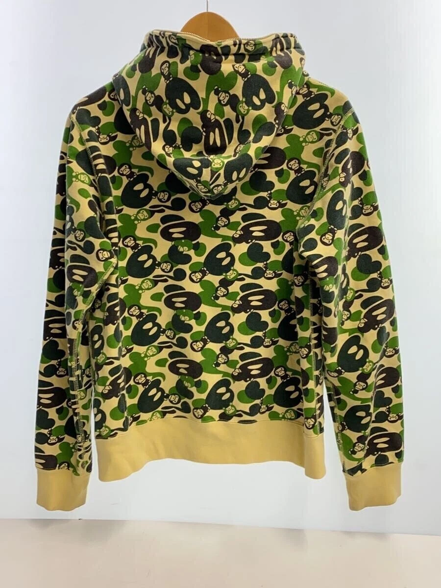 A BATHING APE (BAPE) Felpa con cappuccio zip BAPE A Bathing Ape M panna mimetica bambino cotone Milo #ED AZA