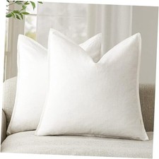 Pack of 2, Decorative Linen Soild Throw 22" x 22" Pack of 2 Cream White