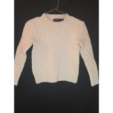 Polo Ralph Lauren Cream Cable Knit Crewneck Sweater Big Girls Small Classic