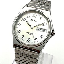 B019 Vintage SEIKO ALBA Quartz Men's Watch with Genuine Strap and Day Date