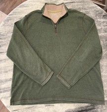 Eddie Bauer Men's TL Green Collared 1/4 Zip Knit Pullover Sweatshirt 2XL