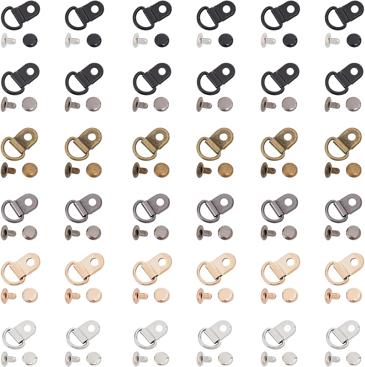 60 Sets Shoes Boots Lace Hooks Loop Ring with Rivets Shoe Boot Buckle D Ring