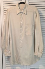 Ermenegildo Zegna Mens Dress Shirt Size L Solid Beige 2x2 Superfine Cotton Italy