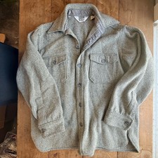 Vintage Woolrich Mens Heavy Button Up Jacket Large Gray Flannel Wool 70s 80s
