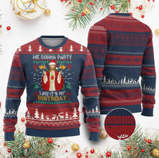 Funny Jesus Birthday Ugly Christmas Sweater We Gonna Party Like It's My Birthday