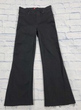 Spanx Jeans WOMENS SIZE S Black Crop Flare Frayed Hem Pull On 20231R Pants