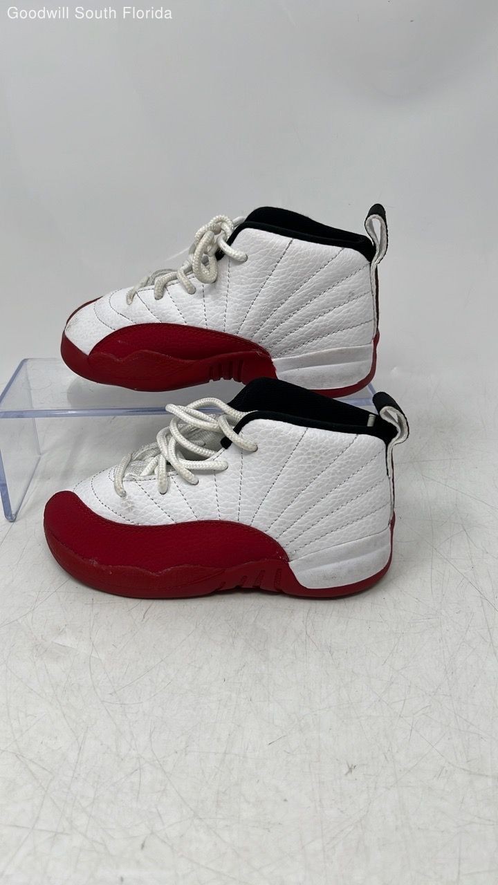 Nike Kids Air Jordan 12 Retro 850000-116 White And Red Sneaker Shoes Size 9C