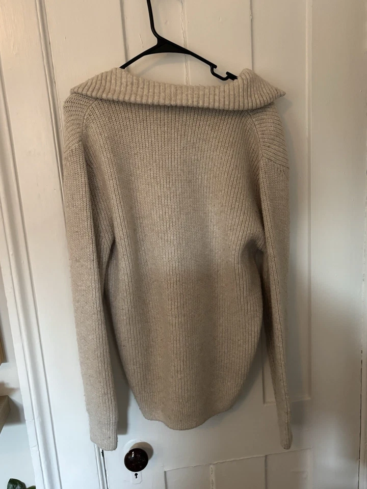 Zara Ribbed Mens Quarter-Zip Size Medium. Cream/beige Color. - Image 2 of 4