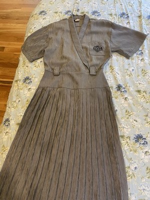 Vintage John Roberts Dress Black And White Sz 11-12 Crest Pleated Skirt